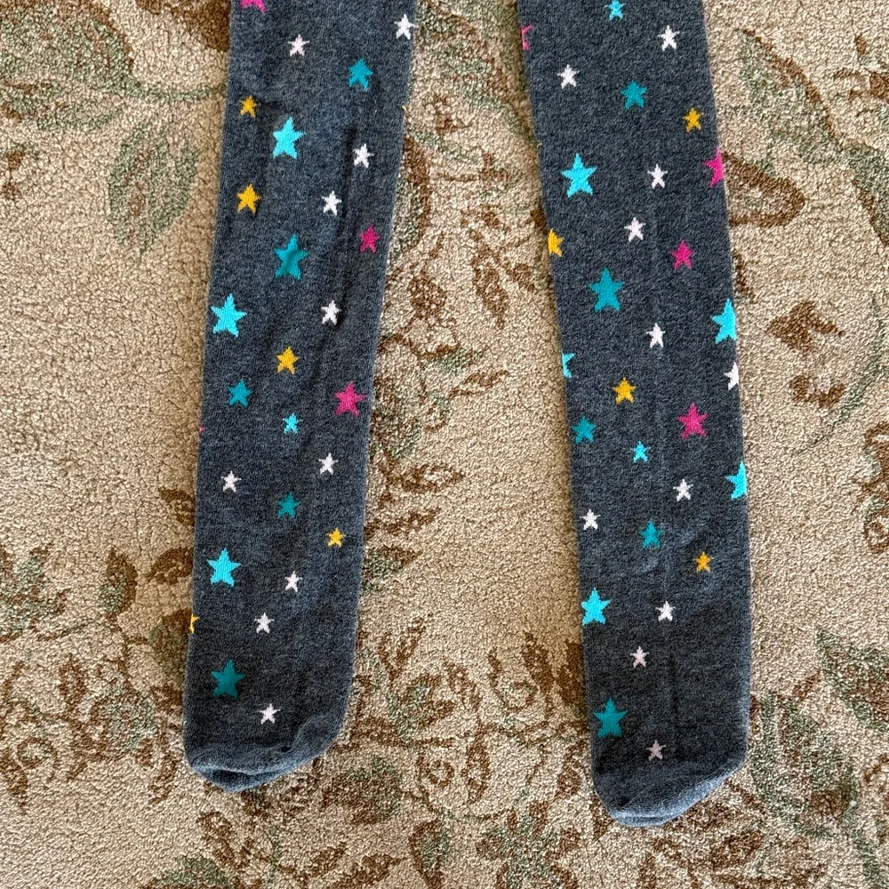 Girls Target gray and Multicolor Star Pattern Kids Tights. Never wore. Size 7-10